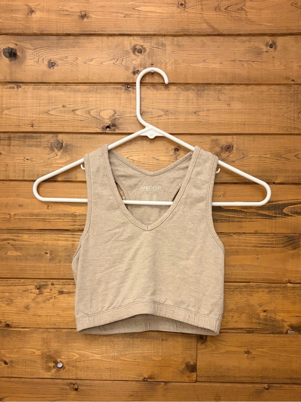 IMBODHI V-Neck Beige Crop Tank Top